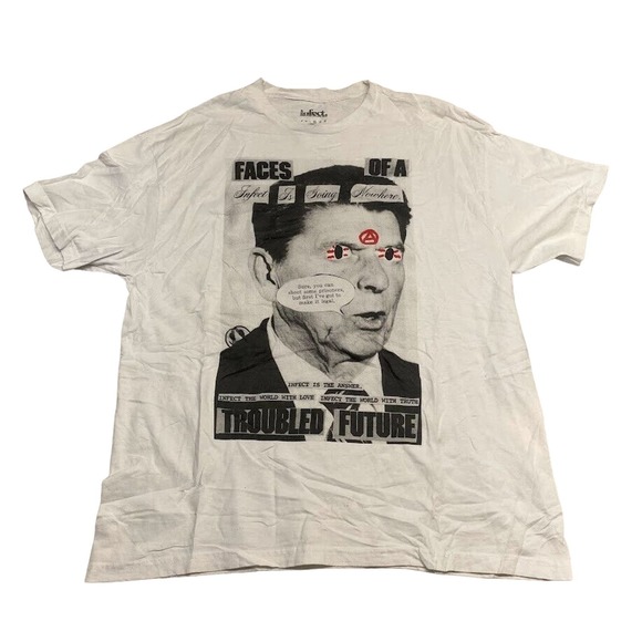 Infect Faces of a Troubled Future Graphic Tee Thrifted Vintage Style Size XL - Picture 1 of 9